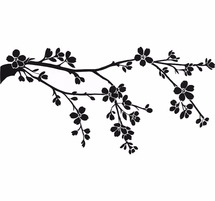 White window blind with black tree branch design - TenStickers