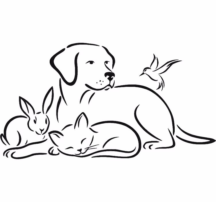 White window blind with pets wall sticker - TenStickers