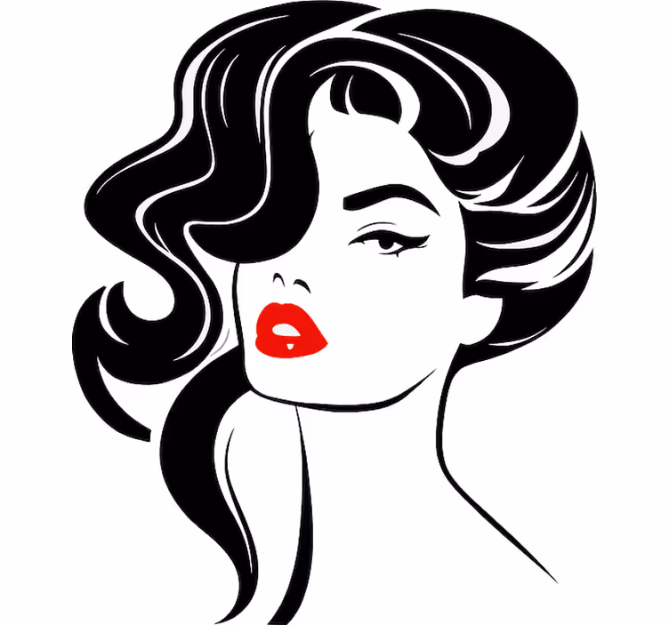 White window blind pretty woman with red lips - TenStickers