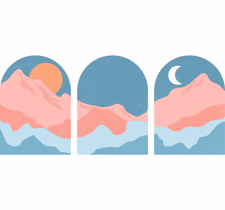 Living room blind mountain view design - TenStickers