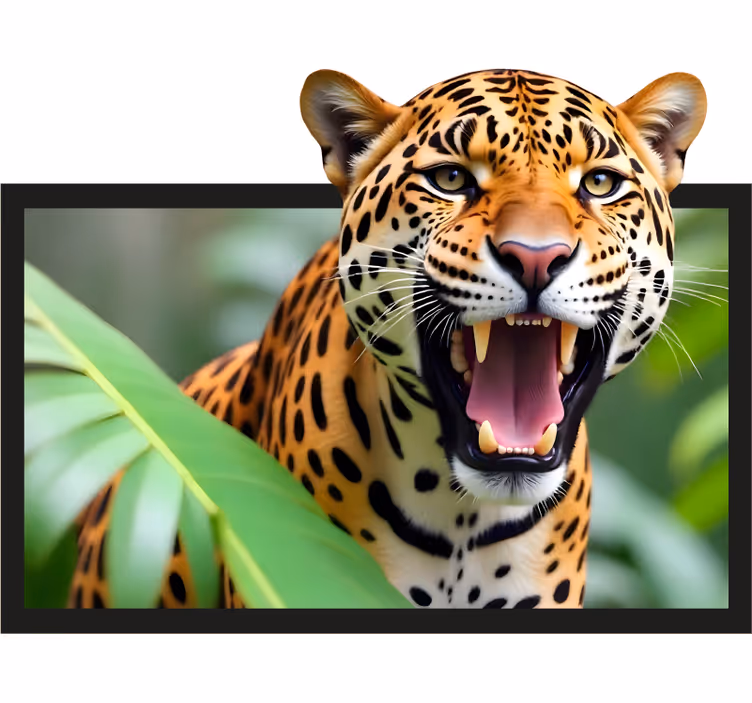 Living room blind leopard in a frame - TenStickers
