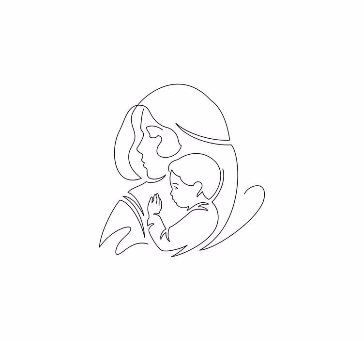 Living room blind mother and son line drawing - TenStickers