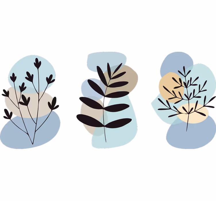 Blind bedroom with abstract plants and colored circles - TenStickers