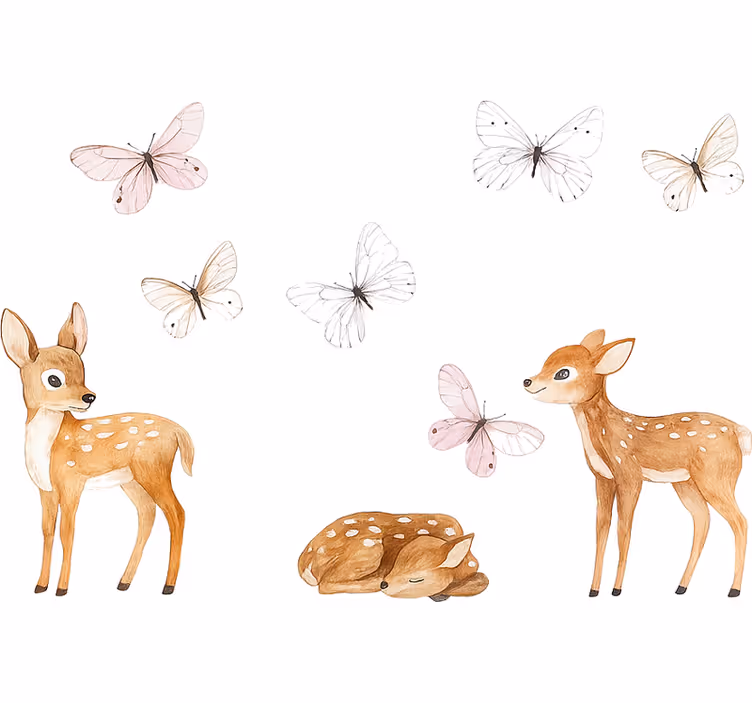 Blind bedroom little deers with butterflies - TenStickers
