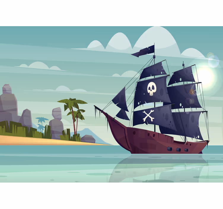 Blind children pirate ship wall mural - TenStickers