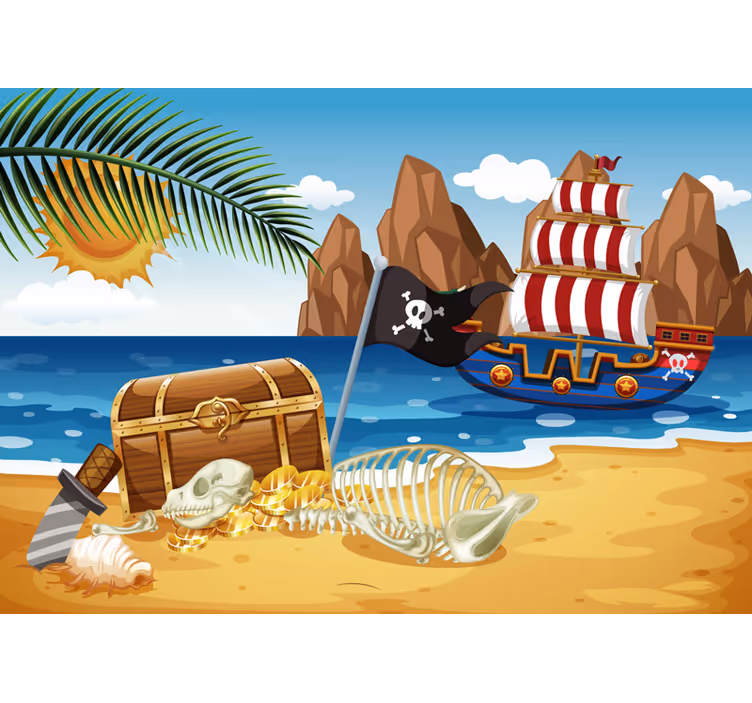 Blind children treasure hunt ship wall mural - TenStickers