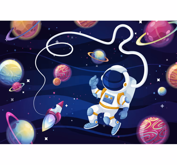 Blind children astronaut and rocket wall mural - TenStickers