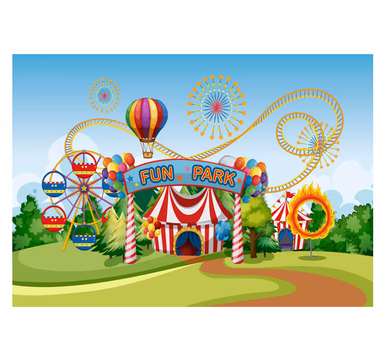 Blind children colorful amusement park wall mural - TenStickers