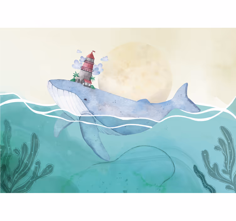 Blind children scandinavian style whales - TenStickers