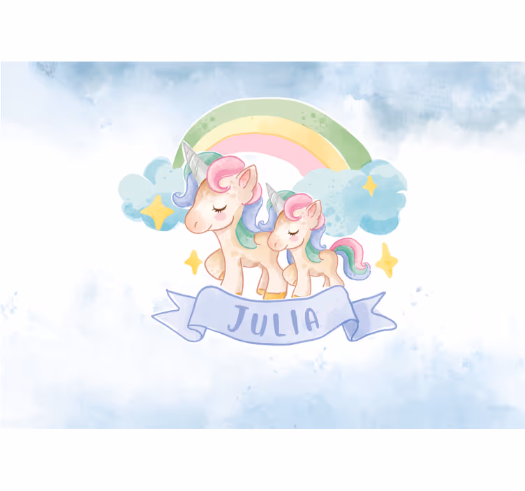 Blind children with joyful unicorns on a rainbow - TenStickers