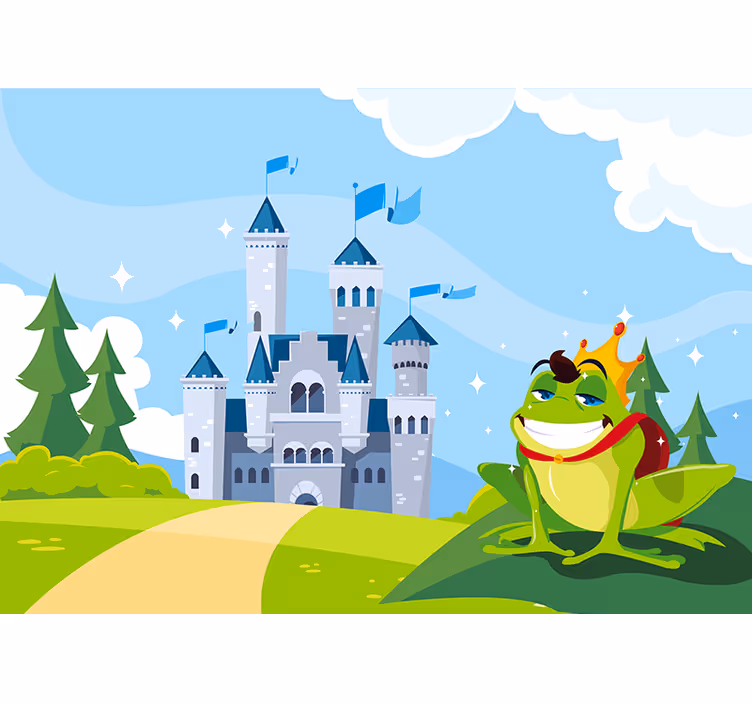 Blind children frog prince and castle fairytale - TenStickers