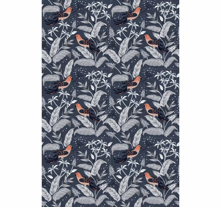 Bird Foliage Pattern blind flowers and plants - TenStickers