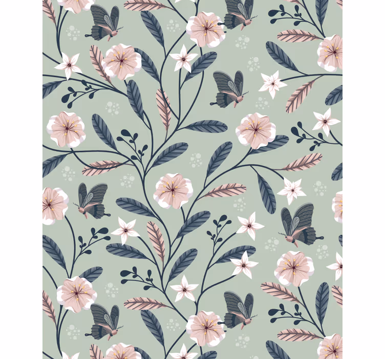 Floral Butterfly Patterns blind flowers and plants - TenStickers