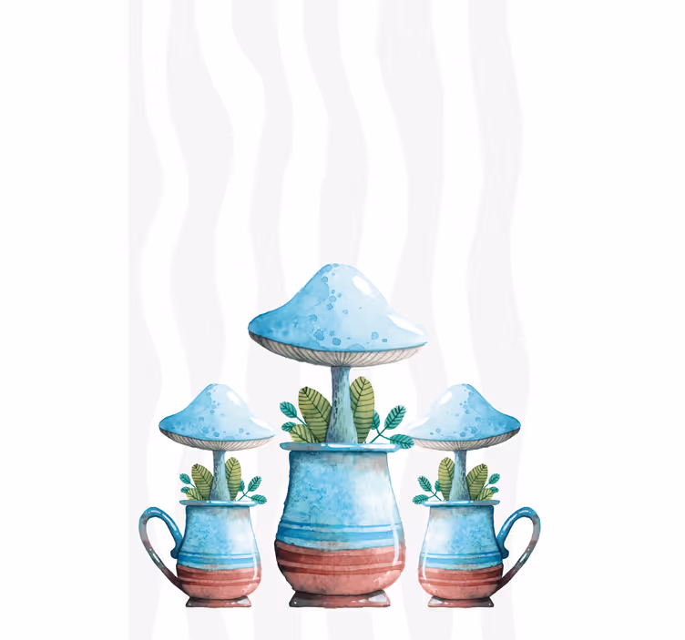 Mushroom Plant Pots blind flowers and plants - TenStickers