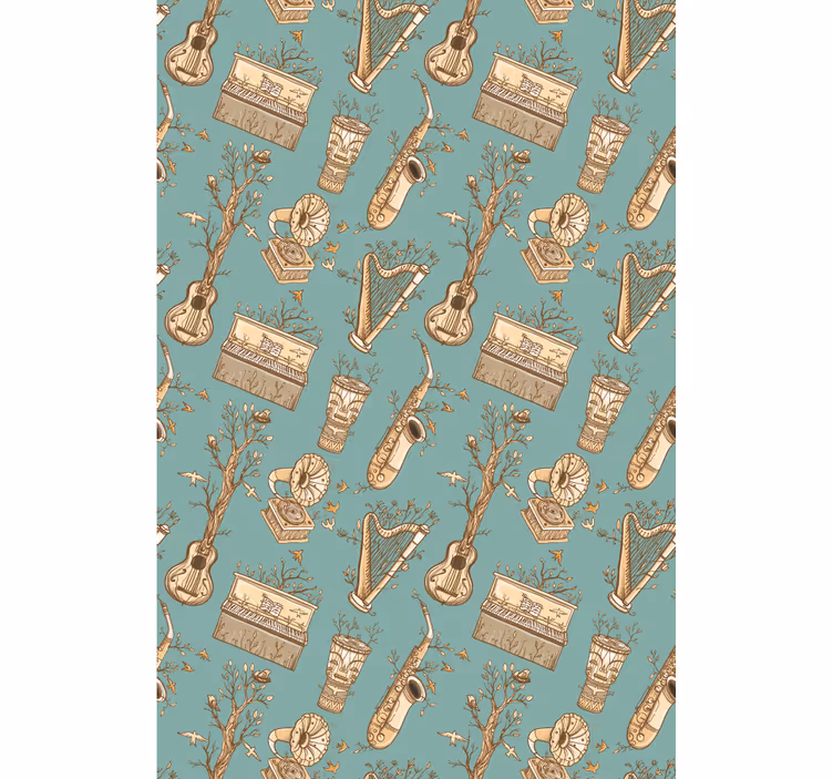Vintage music instruments Living room blind - TenStickers