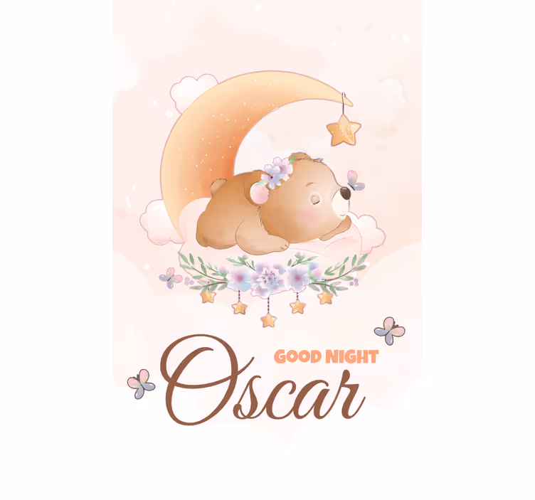 Cute bear for boy with name Nursery blind - TenStickers