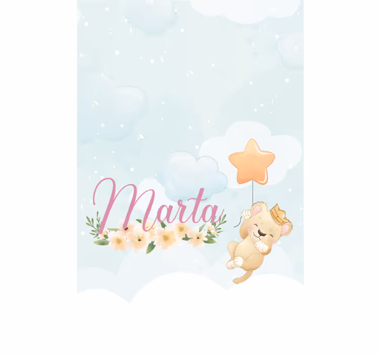Bby lion with star and name nursery roller blind - TenStickers