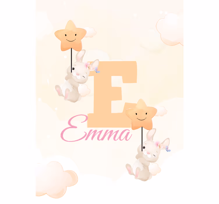 Bunnies with stars with name blind children - TenStickers
