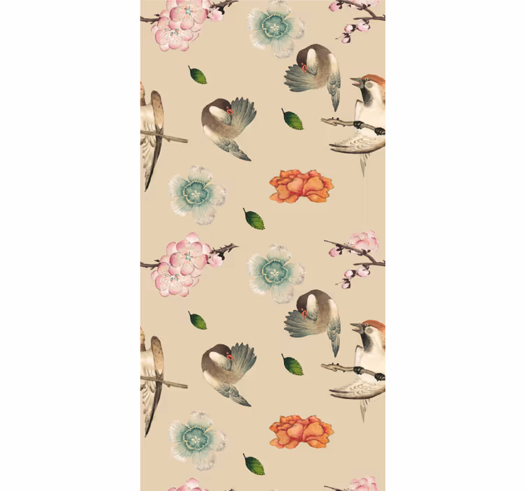 Beige avian design blind flowers and plants - TenStickers