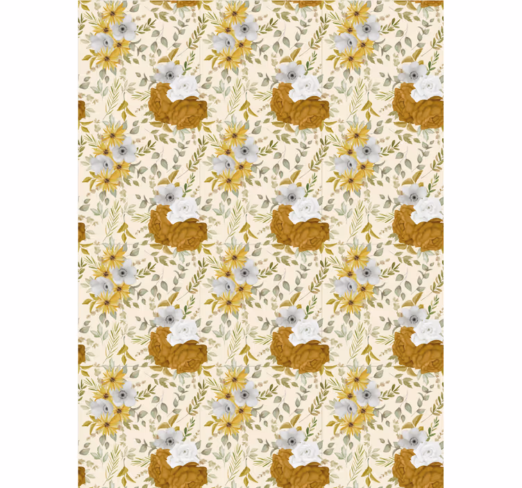 Beige and brown pattern blind flowers and plants - TenStickers