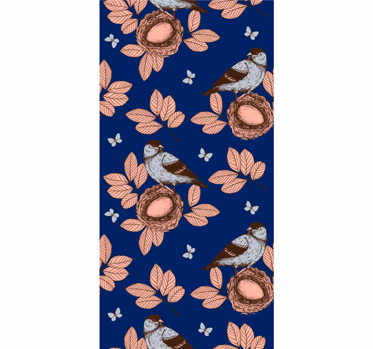 Nesting Birds and Leaves blind flowers and plants - TenStickers