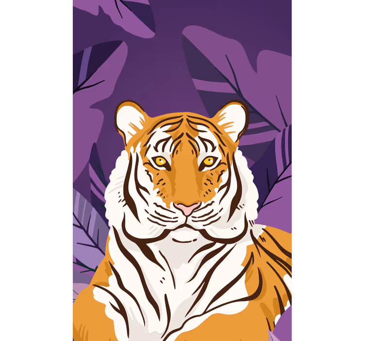 Tiger portrait with leaves animals blind - TenStickers