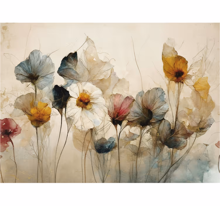 Dry beautiful flowers flower wall mural - TenStickers