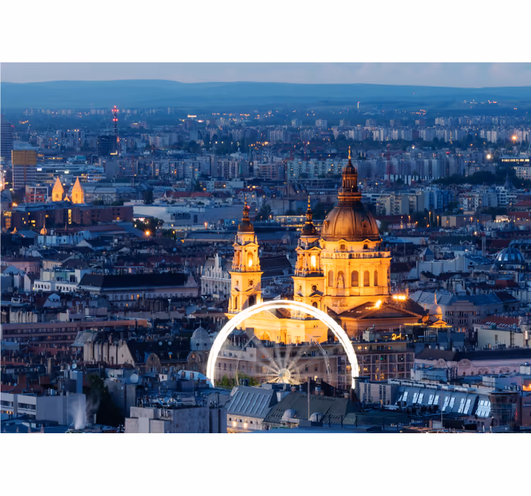 Historic Budapest Nightscape city wall mural - TenStickers