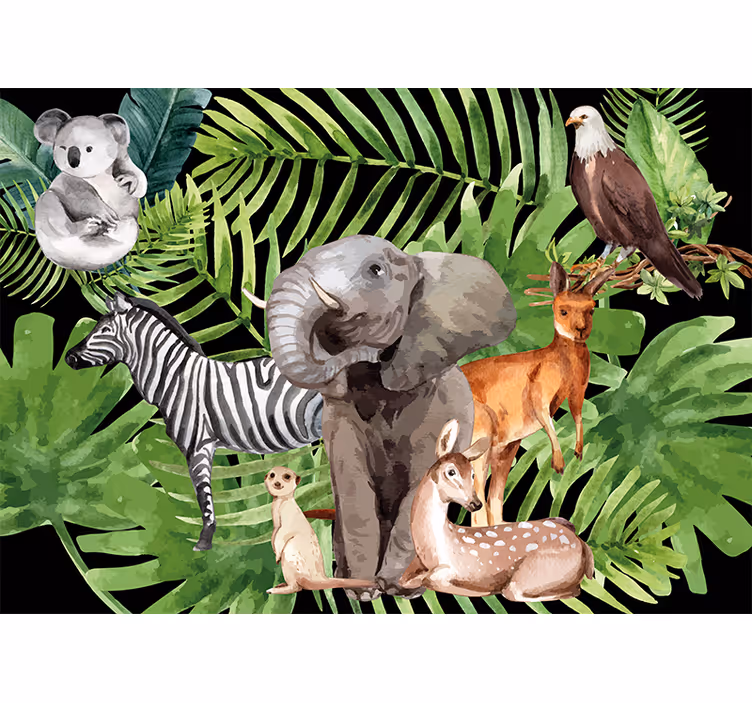 Childrens wall mural elephant and friends - TenStickers