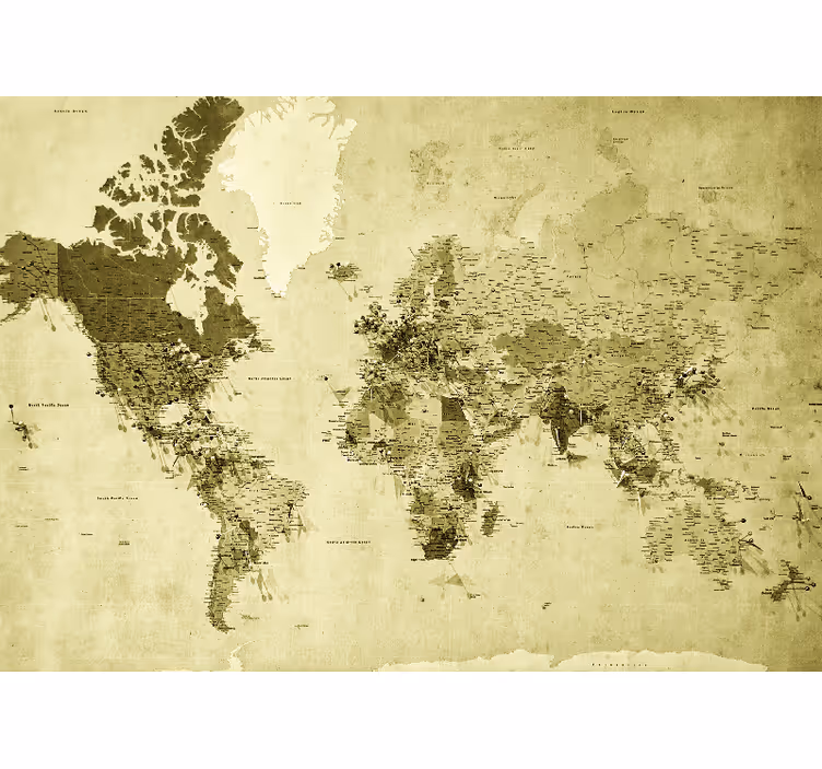 World map wallpaper retro globe map design - TenStickers