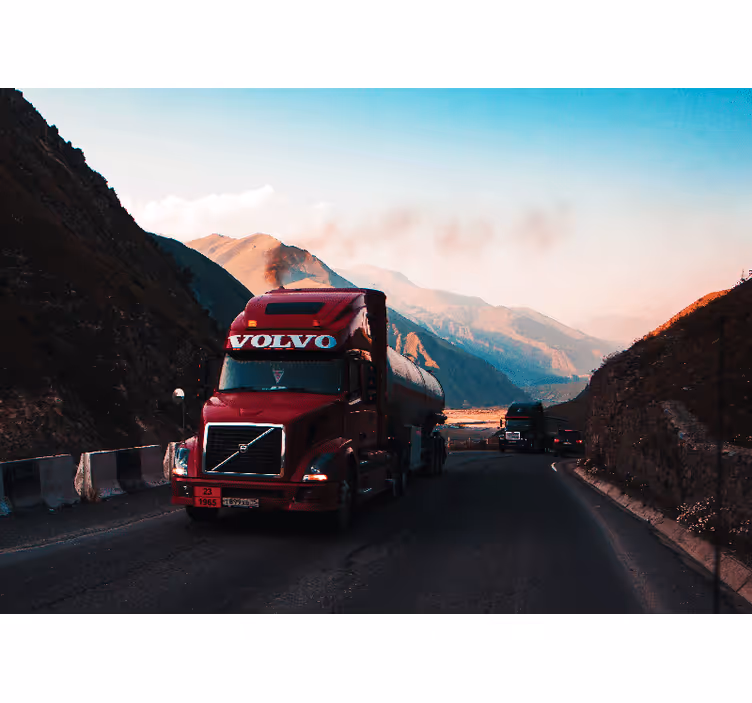 Red Truck On Highway wall mural vehicle - TenStickers