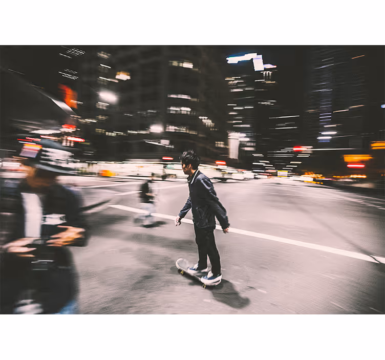 City wall mural urban night skate design - TenStickers