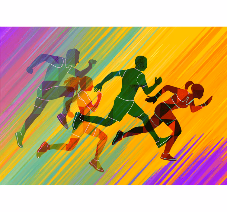 People wall mural of dynamic running figures - TenStickers