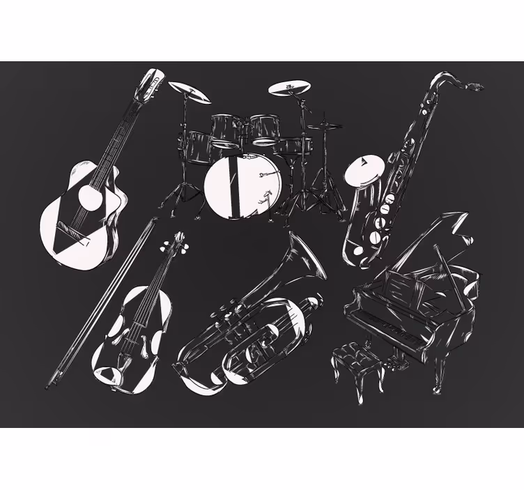 Music wall mural musical instruments set - TenStickers