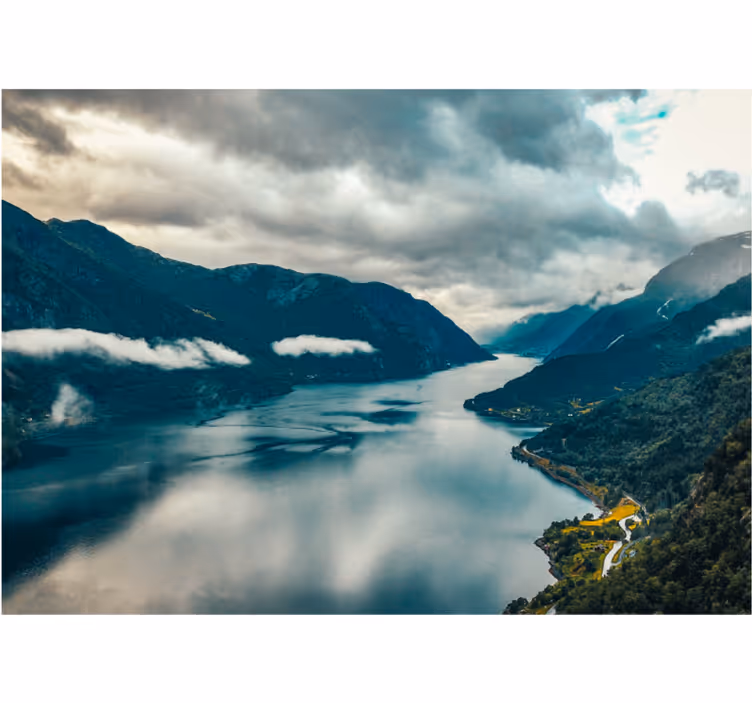 Landscape wall mural mountain lake reflection - TenStickers