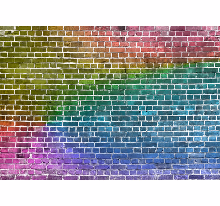 Rainbow brick pattern texture wall mural - TenStickers