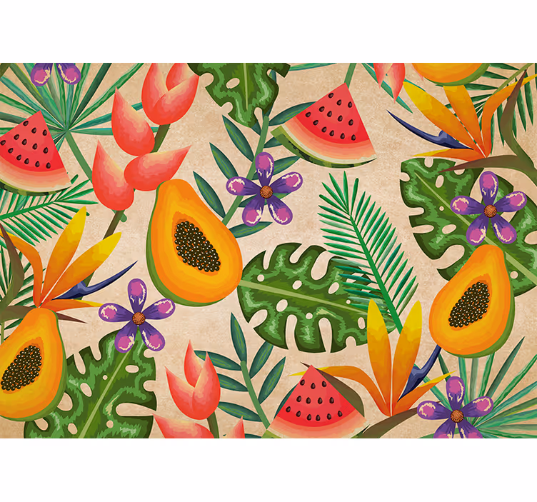 Flower wall mural tropical fruit design - TenStickers