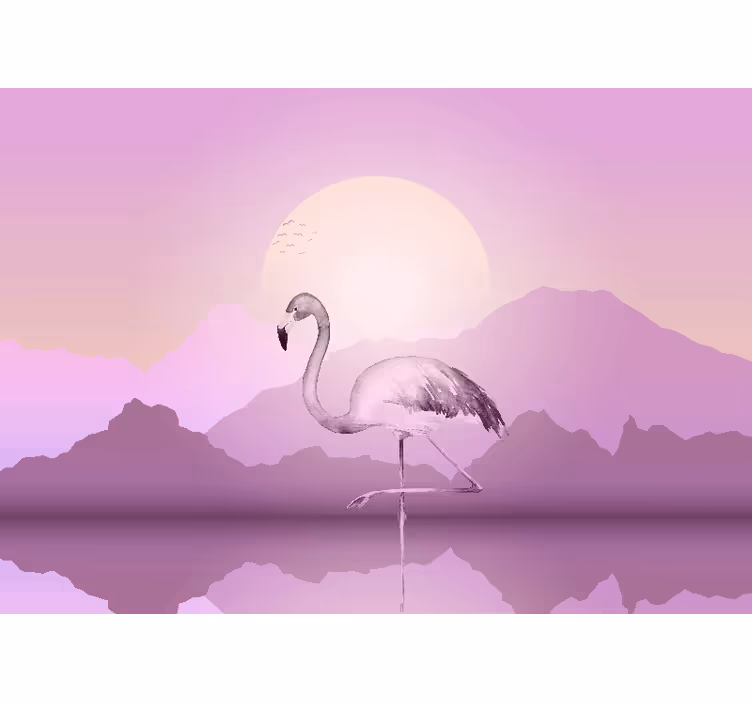 Animals wall mural elegant flamingo silhouette - TenStickers