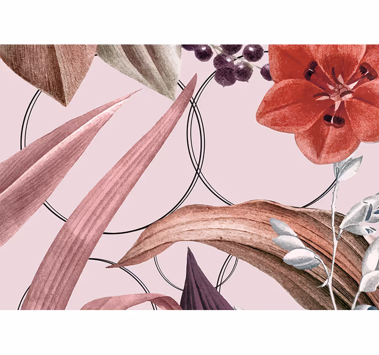 Flower wall mural flower patterns design - TenStickers