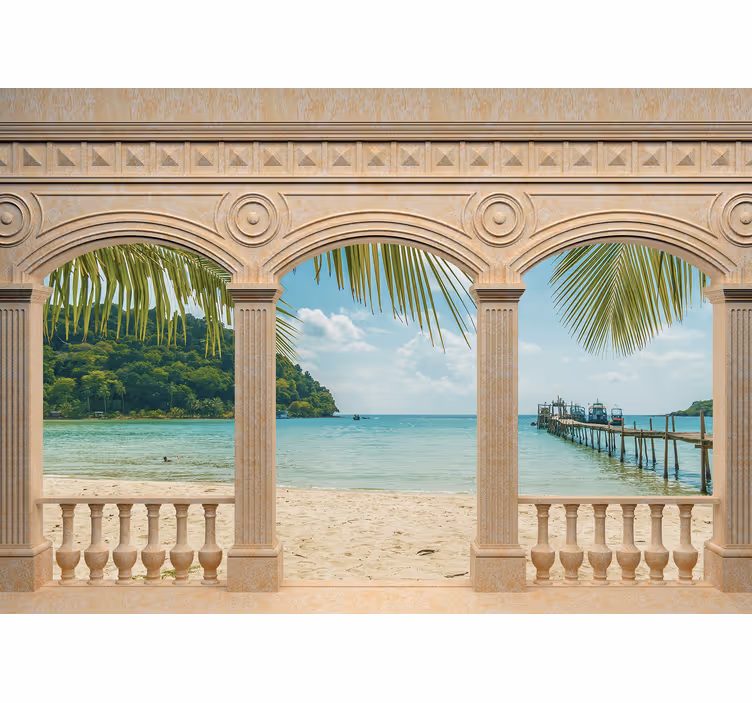 Landscape wall mural exotic shoreline view - TenStickers