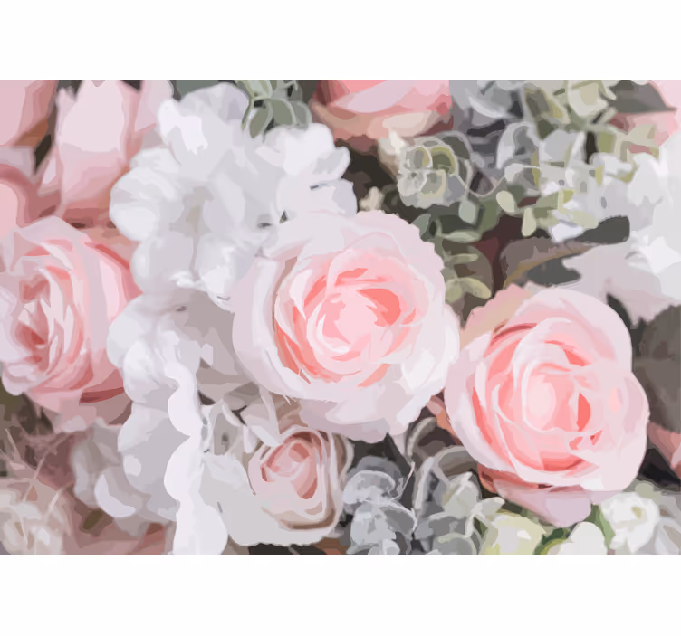 Flower wall mural romantic pink roses - TenStickers
