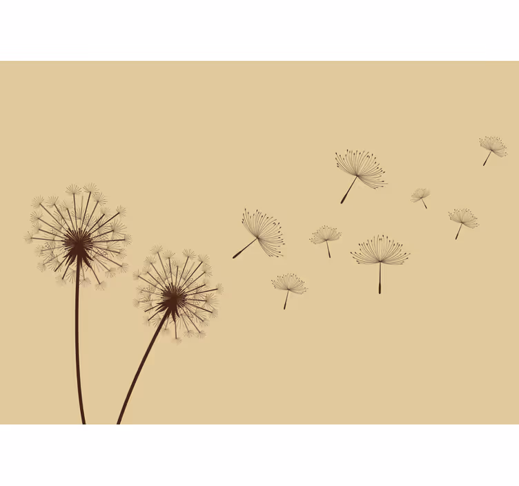Flower wall mural dandelion seeds in flight - TenStickers