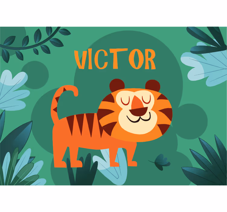 Personalized wall mural friendly tiger design - TenStickers