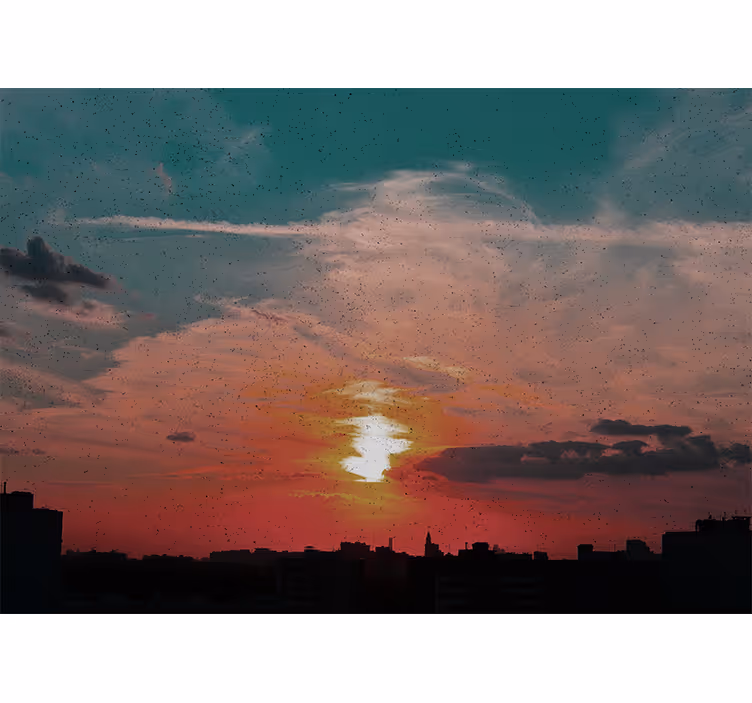 Landscape wall mural sunset over city - TenStickers