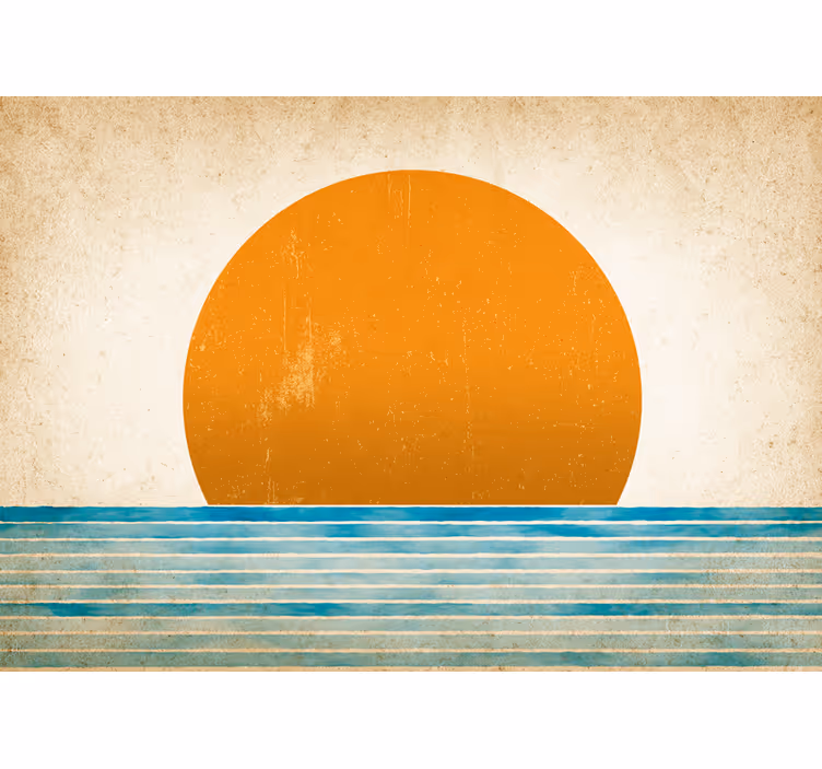 Sunset over water illustration Wall Murals - TenStickers
