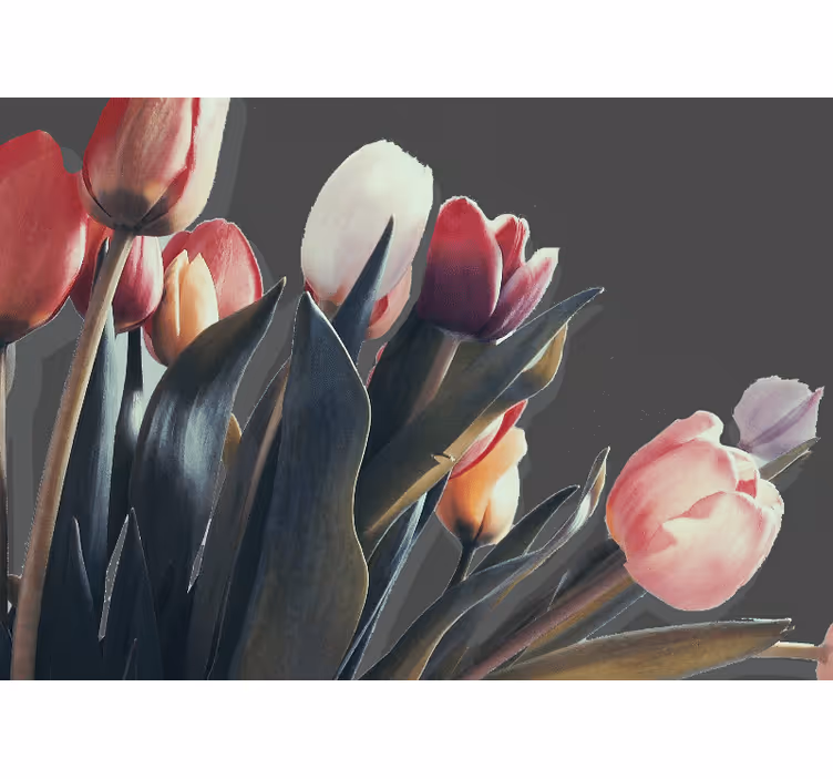 Flower wall mural tulip blossom arrangement - TenStickers