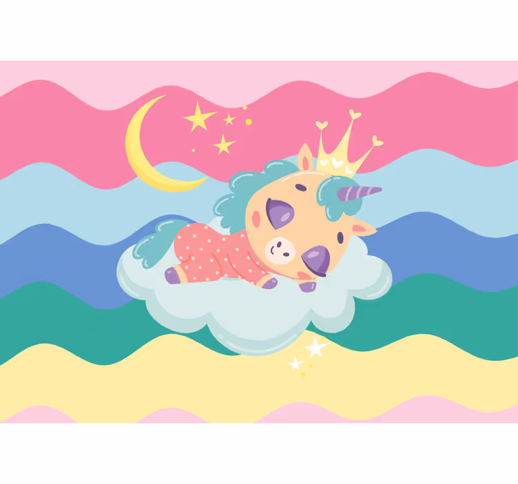 People wall mural sleeping unicorn dream - TenStickers