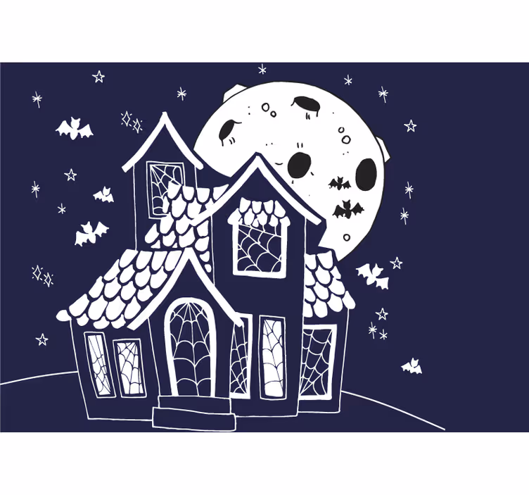 Wall mural halloween spooky haunted house - TenStickers