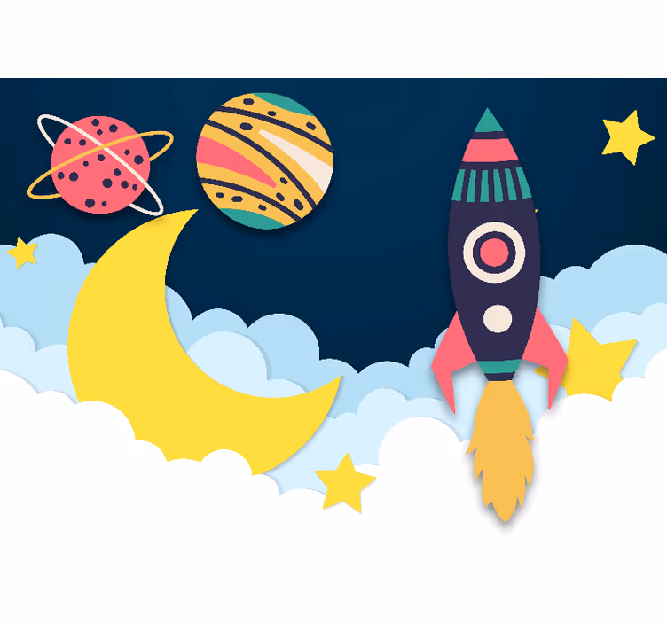 Wall mural fantasy rocket among planets - TenStickers