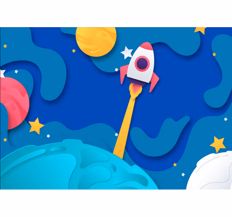 Galaxy with planets paper Kids wall Murals - TenStickers